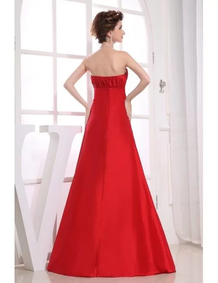 A-line Strapless Floor-length Satin Evening Dress #OP3154 $126.9 ...