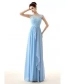 A-Line Scoop Neck Floor-Length Chiffon Prom Dress With Lace