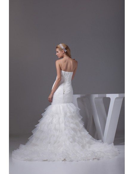 Beautiful Strapless Pleated Mermaid Ruffles Wedding Dress #OPH1016 $269 ...