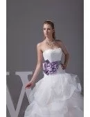 Cascading Ruffles Organza Sweetheart Wedding Dress with Sash