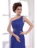 A-line One-shoulder Floor-length Chiffon Evening Dress With Beading
