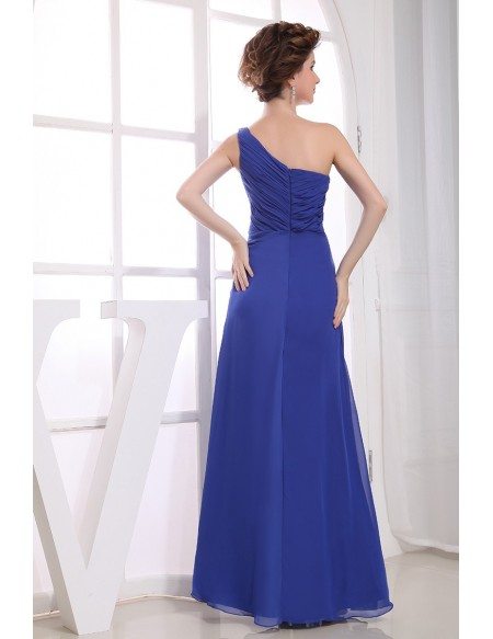 A-line One-shoulder Floor-length Chiffon Evening Dress With Beading