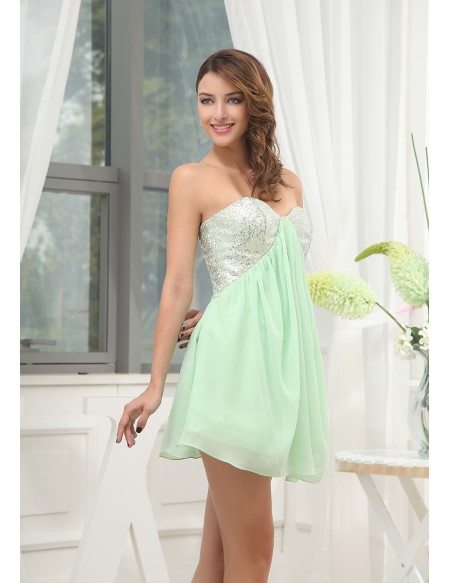 A-line Sweetheart Short Chiffon Homecoming Dress With Sequins