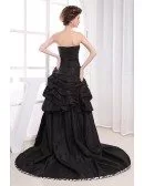 Black A-line Sweetheart Asymmetrical Satin Wedding Dress With Beading