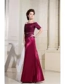 A-line Off-the-shoulder Floor-length Satin Lace Mother of the Bride Dress