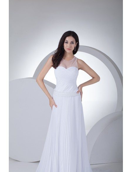 Special Pleated Aline White Chiffon Wedding Dress