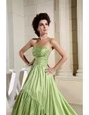 Green Ball-gown Strapless Asymmetrical Satin Wedding Dress