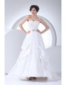 Strapless Lace Beaded Aline Wedding Dress with Train