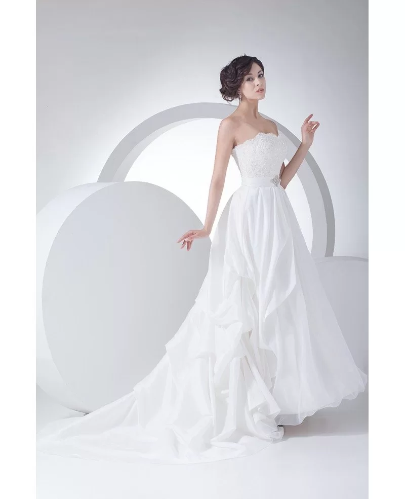 Strapless Lace Beaded Aline Wedding Dress with Train #OPH1033 $242.9 ...