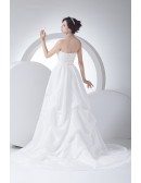Strapless Lace Beaded Aline Wedding Dress with Train