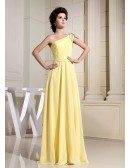 A-line One-shoulder Floor-length Chiffon Prom Dress With Beading