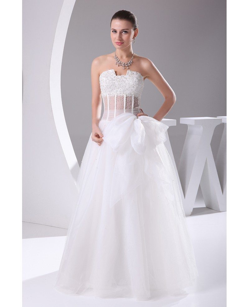 Unique Beaded Ballgown Tulle Wedding Dress with Bow #OPH1035 $251 ...