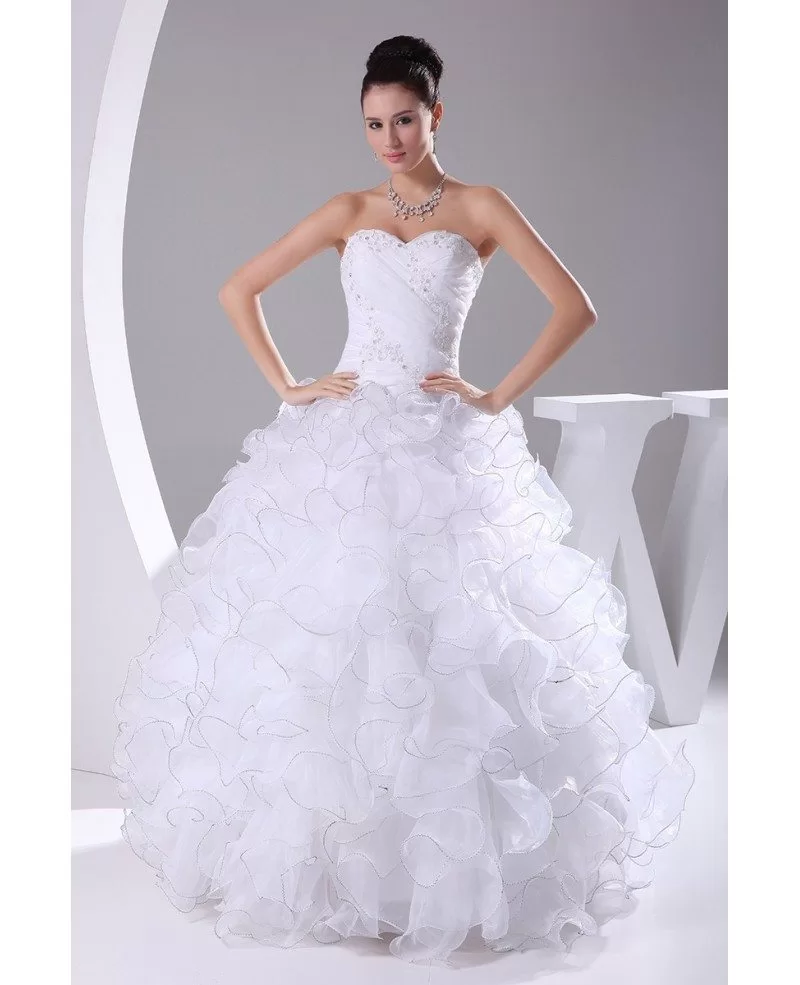 cascading ruffle wedding dress
