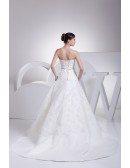 Aline Lace Train Length Strapless Wedding Dress with Crystals