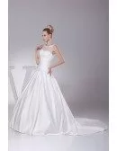High Neck Sleeveless Ballgown Satin Wedding Dress Custom