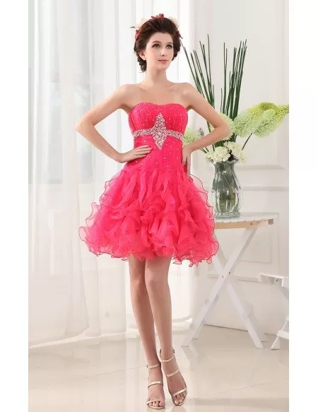 A-line Sweetheart Short Tulle Prom Dress With Beading