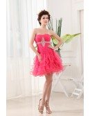 A-line Sweetheart Short Tulle Prom Dress With Beading