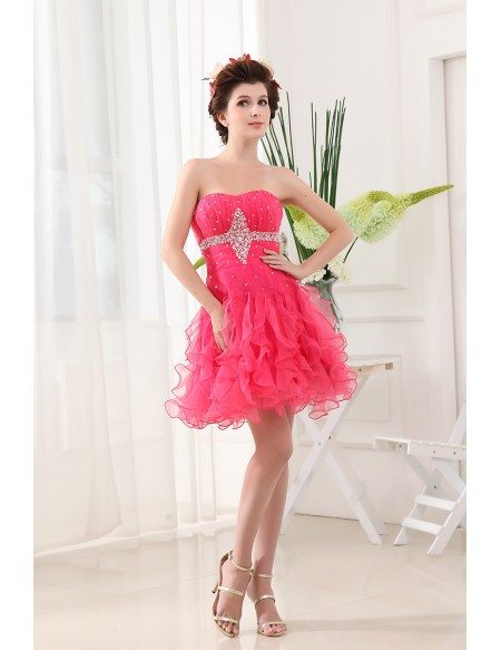 A-line Sweetheart Short Tulle Prom Dress With Beading