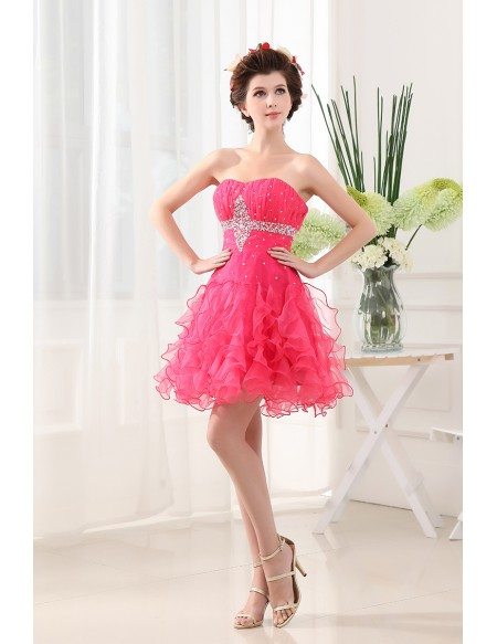 A-line Sweetheart Short Tulle Prom Dress With Beading