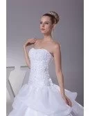 Beaded Top Ballgown Organza Ruffled Wedding Dress