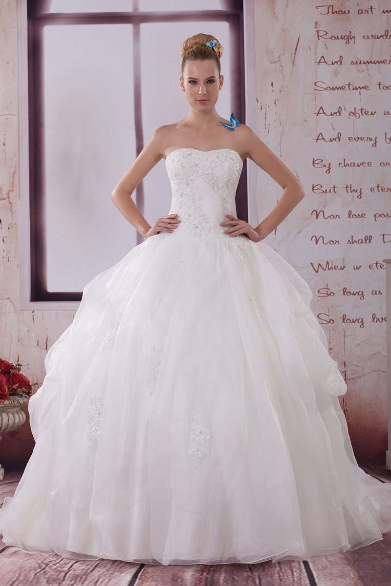 Beautiful Big Ballgown Organza Wedding Dress Sequined Lace #OPH1097 ...