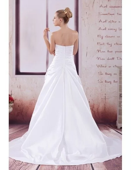 Aline Pleated Satin Strapless Wedding Dress with Train #OPH1100 $242.9 ...
