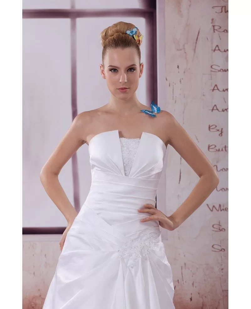 satin strapless gown