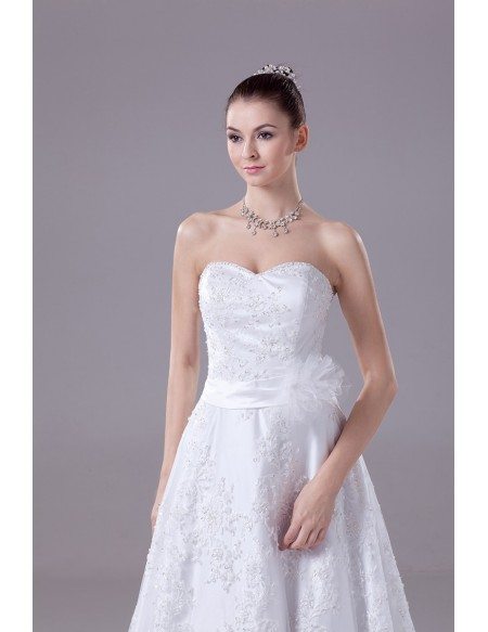 Sequined Full Lace Aline Wedding Dress with Sash #OPH1112 $260.9 ...