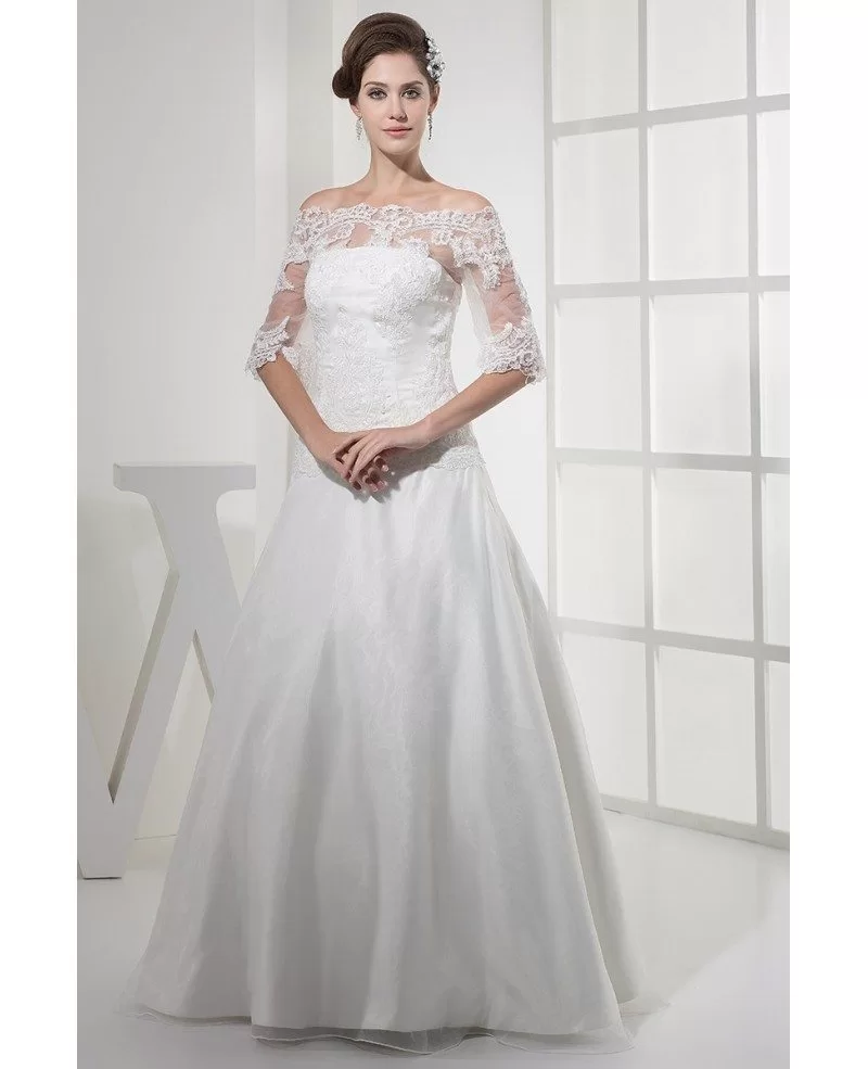 Lace Half Sleeves Long Tulle Wedding Dress Oph1120 2609
