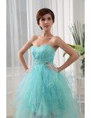 A-line Sweetheart Asymmetrical Tulle Prom Dress With Ruffle