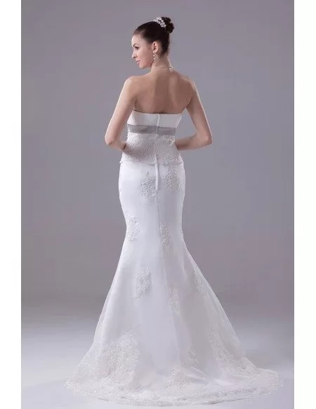 Strapless Empire Waist Mermaid Organza Lace Wedding Dress #OPH1144 $165 ...