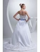 Classic Sweetheart Embroidery White with Blue Color Wedding Dress