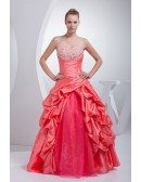 Red and Pink Taffeta Strapless Wedding Dress Ballgown