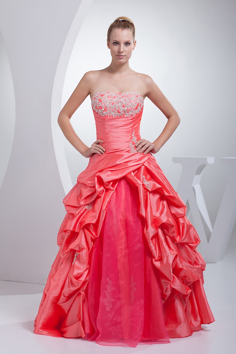 Red and Pink Taffeta Strapless Wedding Dress Ballgown #OPH1188 $242.9 ...