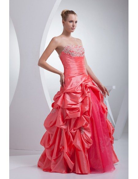 Red and Pink Taffeta Strapless Wedding Dress Ballgown #OPH1188 $242.9 ...