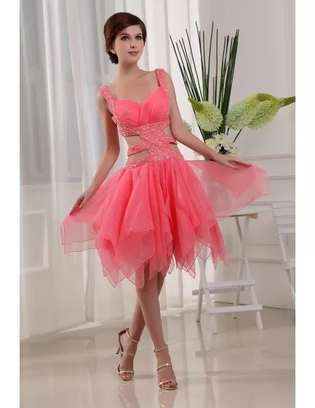 A Line Sweetheart Knee Length Chiffon Prom Dress With Beading Op3248 1208