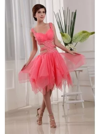 A-line Sweetheart Knee-length Chiffon Prom Dress With Beading
