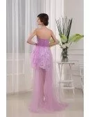 A-line Strapless Asymmetrical Lace Chiffon Prom Dress