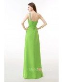 Sequined One Shoulder Cross-Criss Long Empire Prom Dress