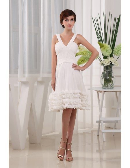 A-line V-neck Knee-length Chiffon Homecoming Dress #OP3256 $103.4 -  GemGrace.com