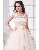 Gorgeous Empire Waist Long Tulle Ballgown Wedding Dress with Flower