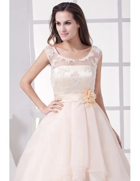 Gorgeous Empire Waist Long Tulle Ballgown Wedding Dress with Flower