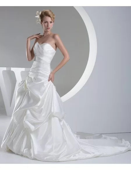 Gorgeous One Shoulder Ivory Wedding Gowns with Sweetheart Ruffle and Pearls
