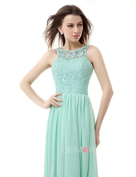 Scoop Neckline Lace Top Sleeveless Empire Long Formal Dress #CY0100 $95 ...