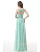Scoop Neckline Lace Top Sleeveless Empire Long Formal Dress