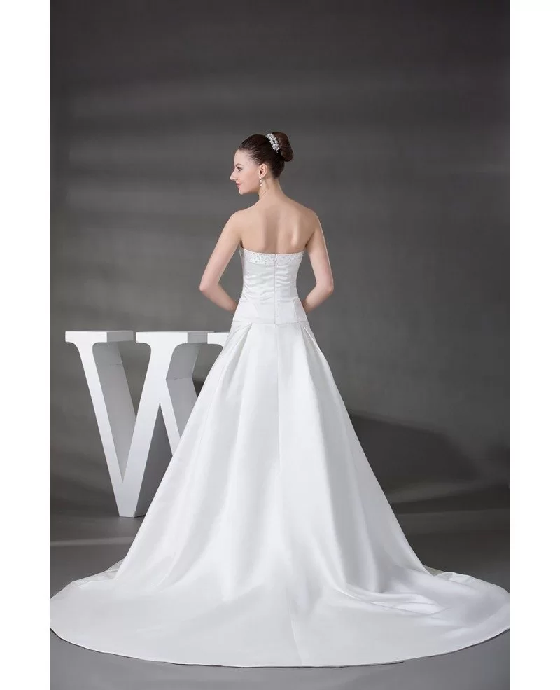 Strapless Beaded Satin Wedding Dress with Train #OPH1218 $260.9 ...