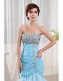 Mermaid Sweetheart Asymmetrical Tulle Prom Dress With Beading