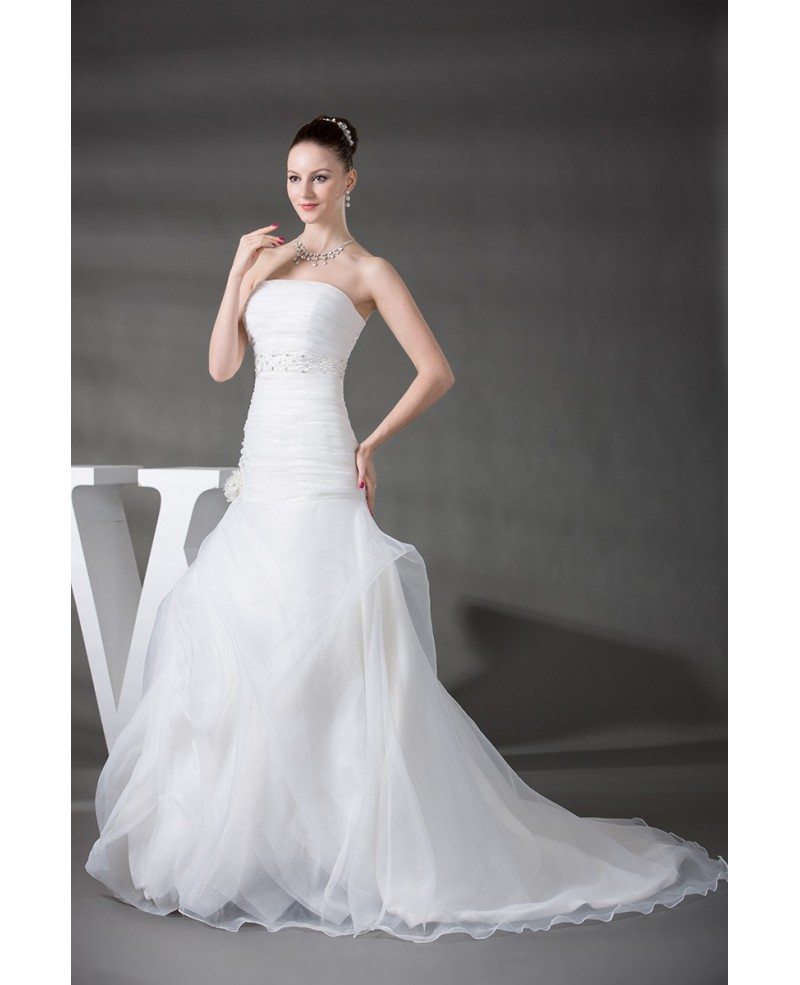 Strapless Organza Ruffled Mermaid Wedding Dress #OPH1220 $329.9 ...