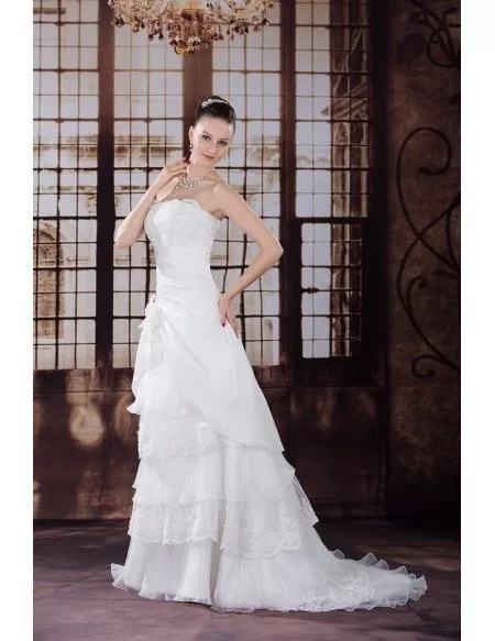 Beautiful Layered Taffeta Strapless Wedding Dress