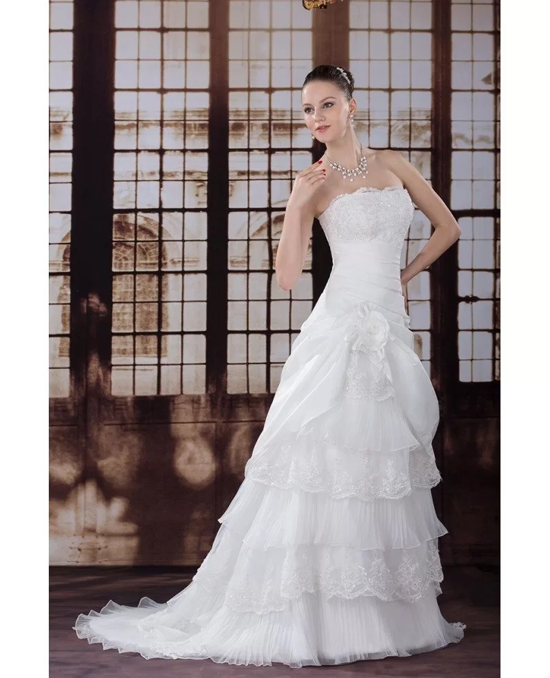 Beautiful Layered Taffeta Strapless Wedding Dress OPH1221